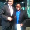 Johnathon sharing cookies with Good Morning America anchor Josh Elliott.